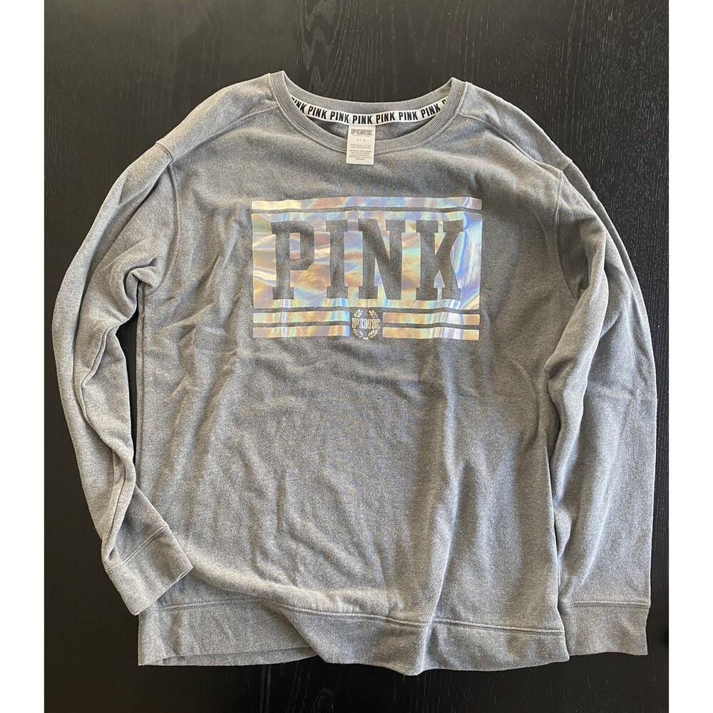 Women's PINK Grey Sweatshirt - Small